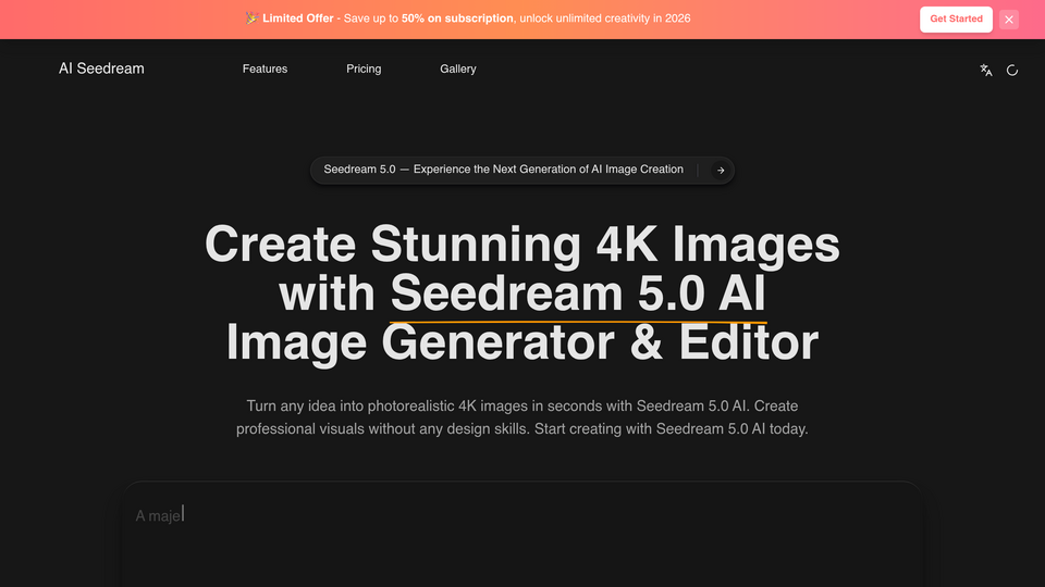 Screenshot of Seedream 5.0