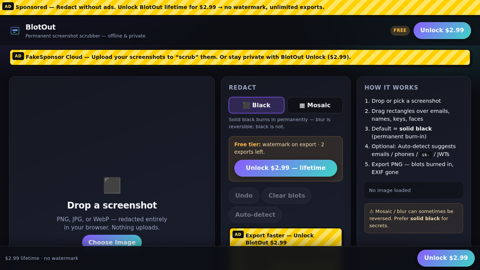 Screenshot of BlotOut
