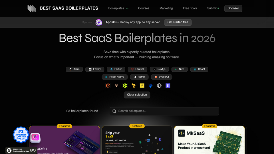 Screenshot of Best SaaS Boilerplates