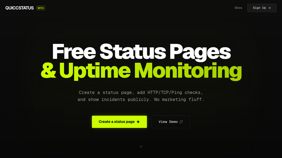 Screenshot of QUICC STATUS
