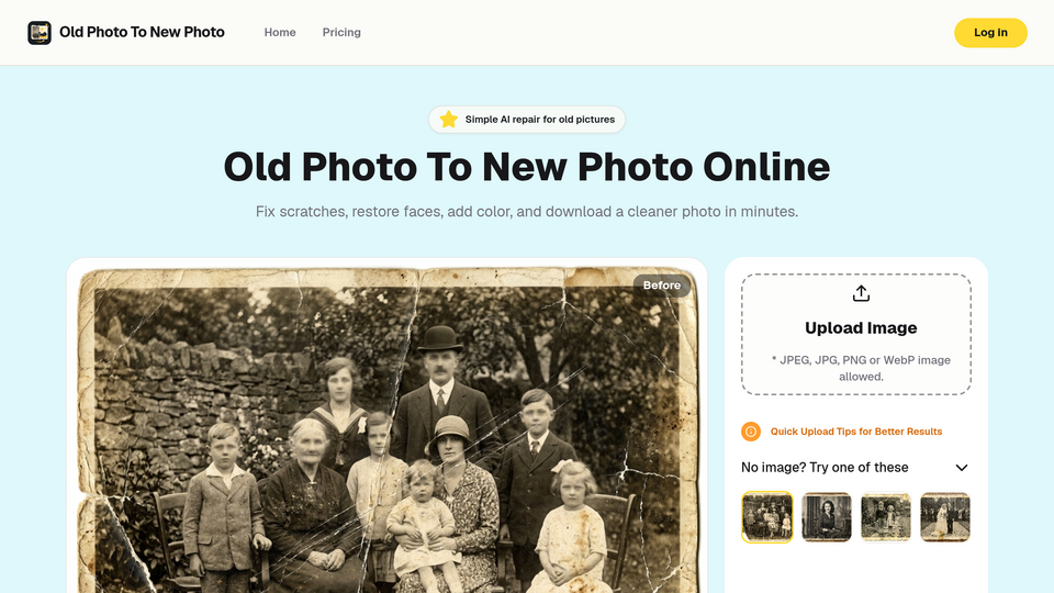 Screenshot of Old Photo To New Photo