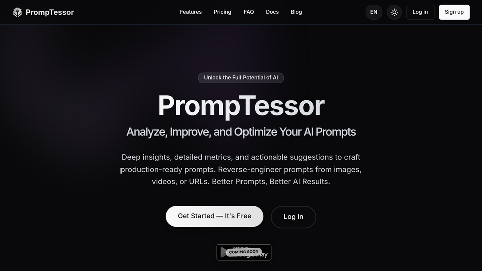 Screenshot of PrompTessor