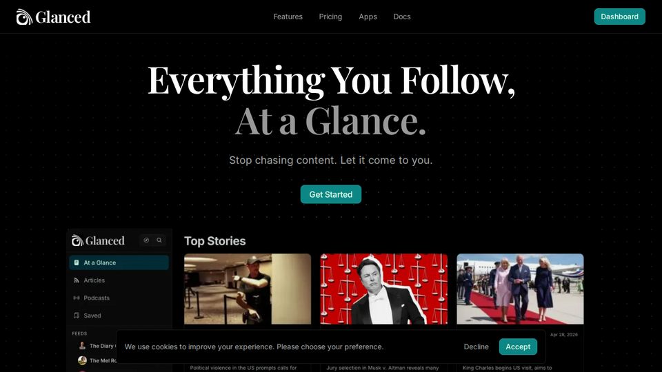 Screenshot of Glanced