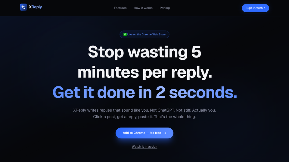 Screenshot of XReply