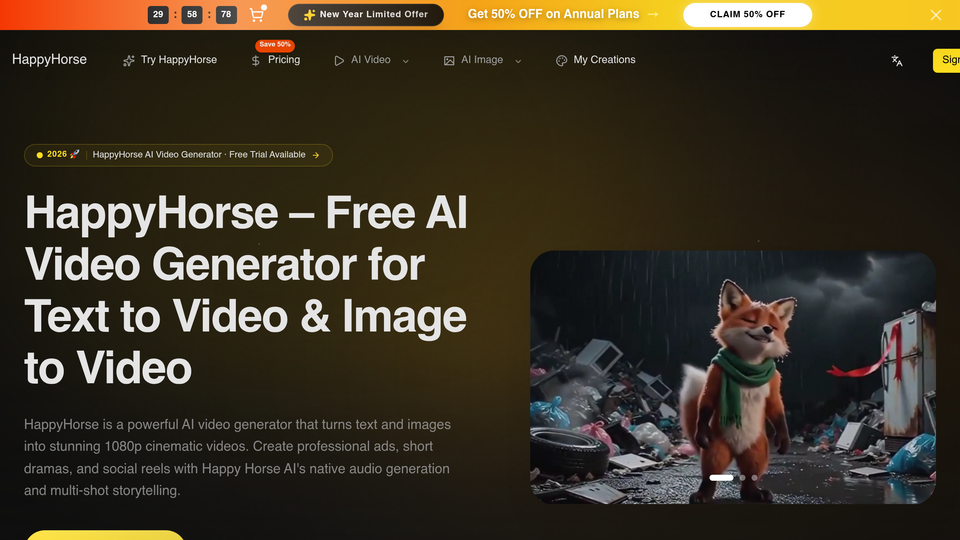 Screenshot of HappyHorse AI