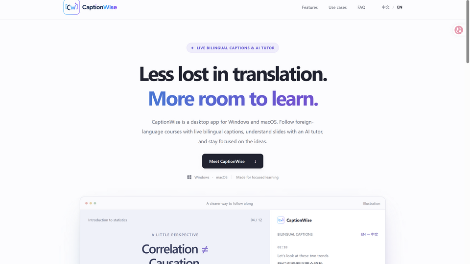 Screenshot of CaptionWise