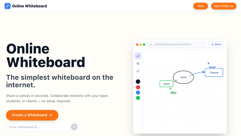 Screenshot of Online Whiteboard