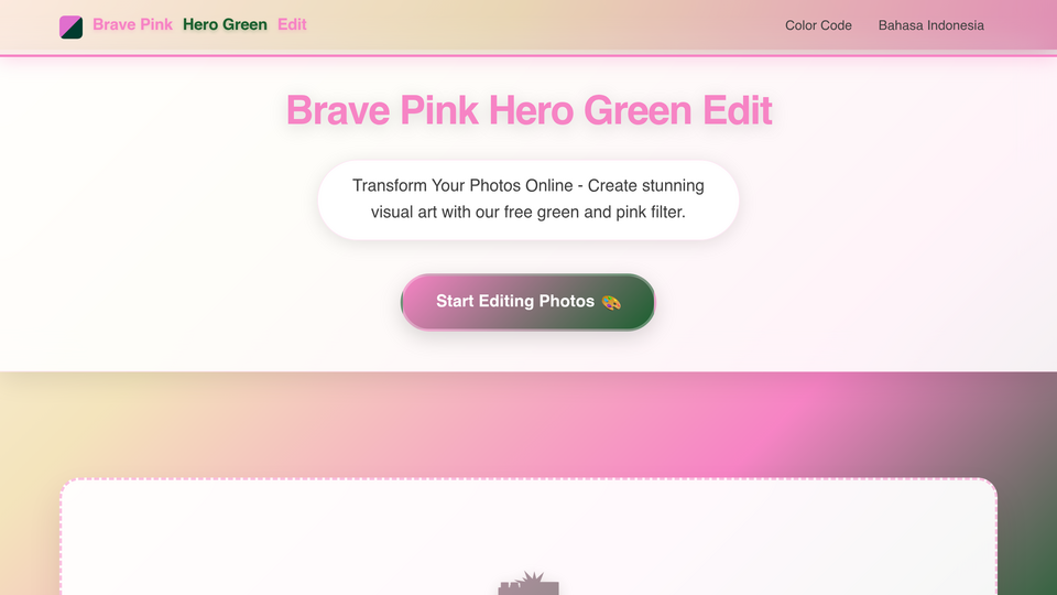 Screenshot of green to pink filter