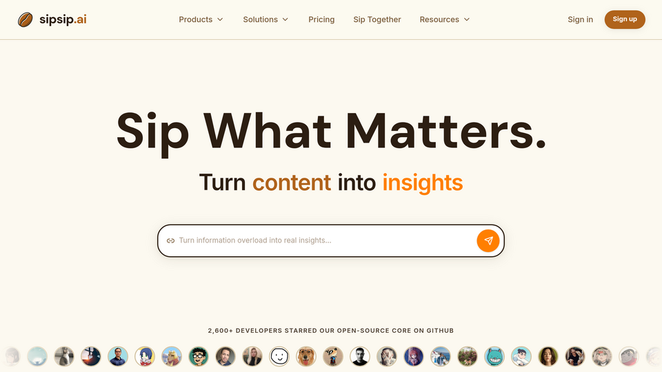 Screenshot of Sipsip AI