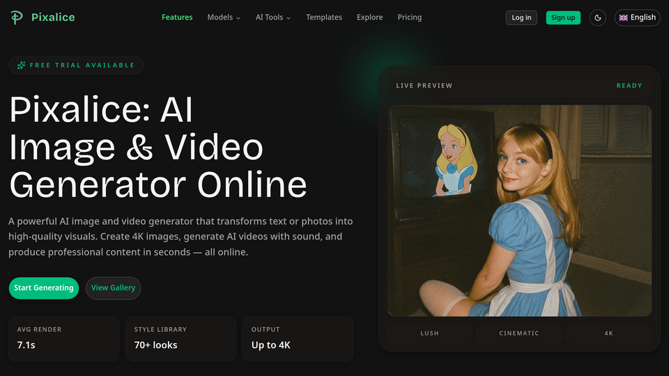 Screenshot of Pixalice AI