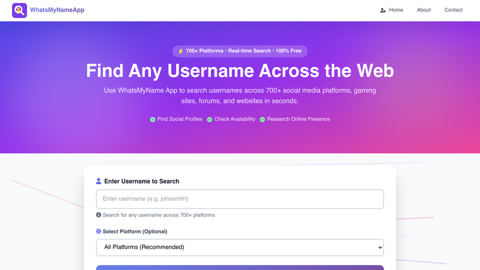 Screenshot of WhatsMyNameApp