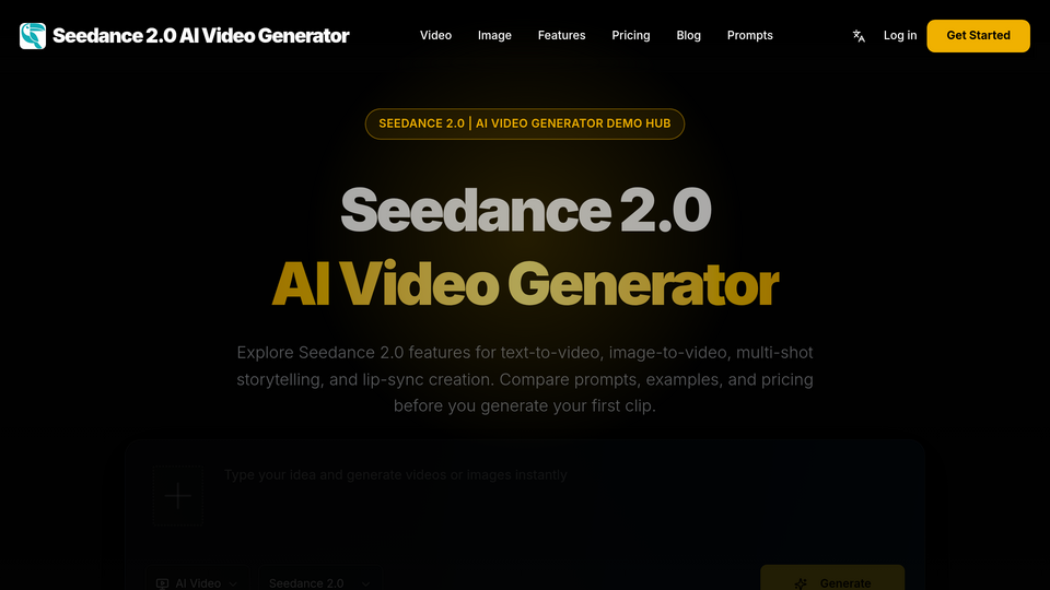 Screenshot of Seedance 2.0 AI Video Generato