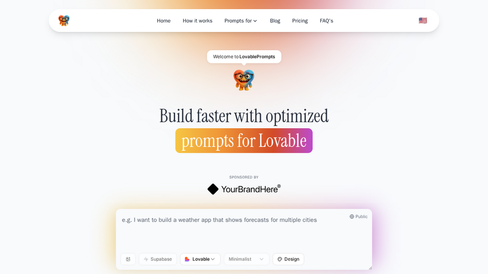 Screenshot of LovablePrompts