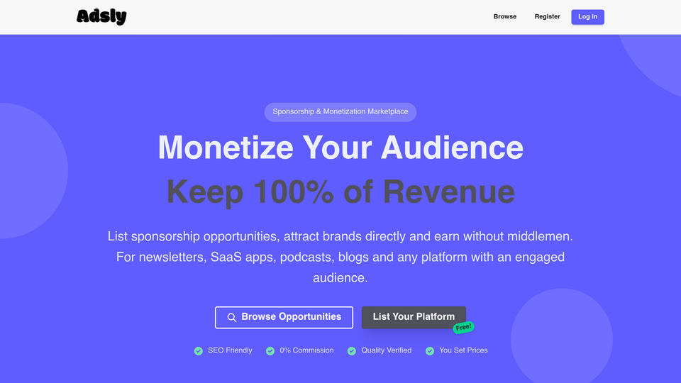 Screenshot of Adsly