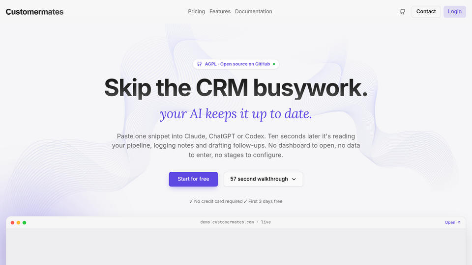 Screenshot of Customermates