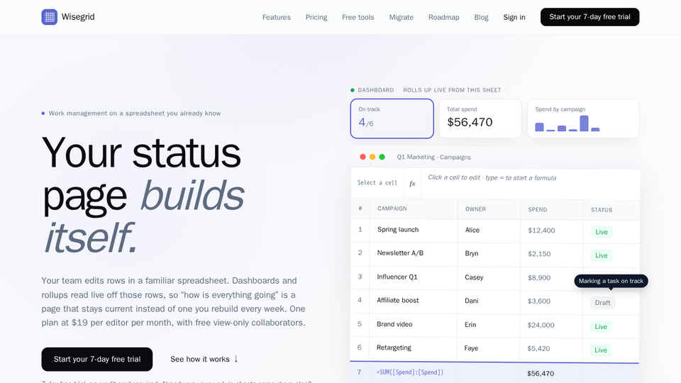 Screenshot of Wisegrid