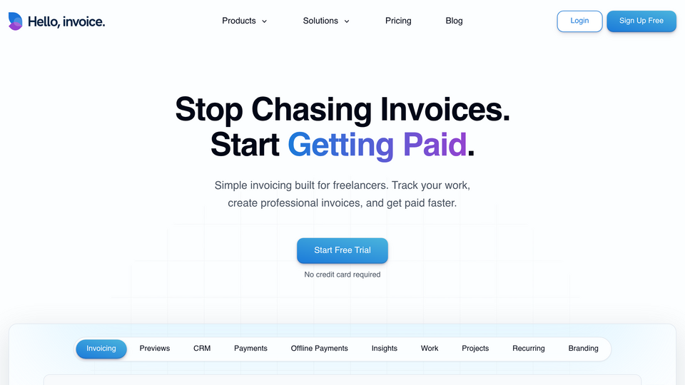 Screenshot of Hello Invoice