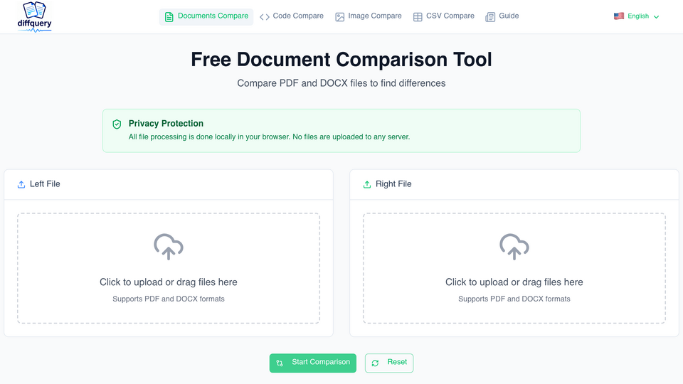 Screenshot of Free Online PDF Compare 