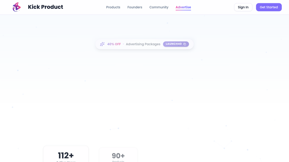 Screenshot of Kick Product