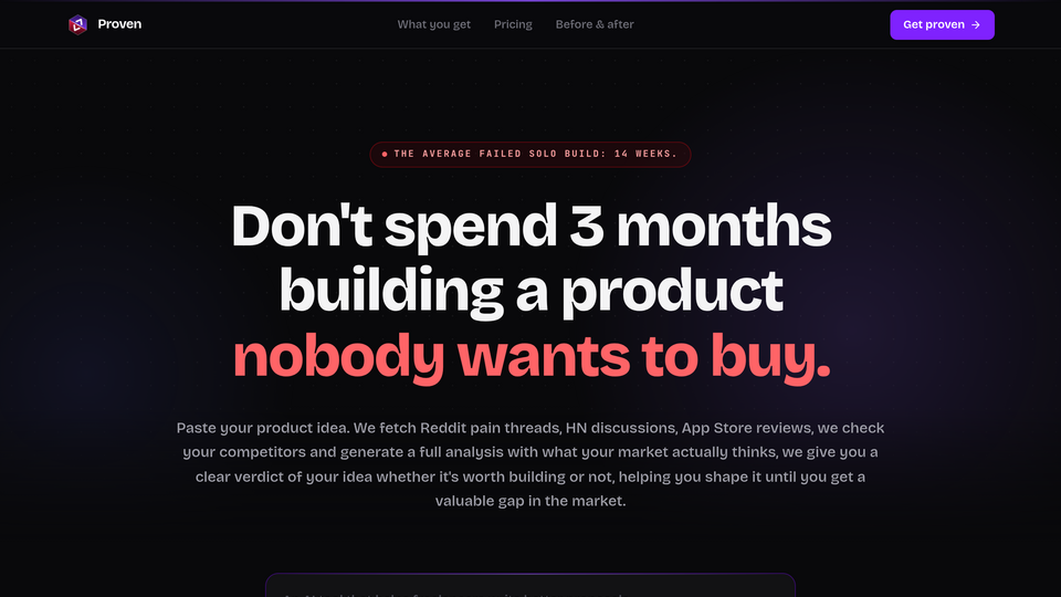 Screenshot of Proven