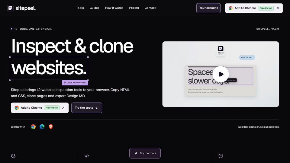 Screenshot of Sitepeel