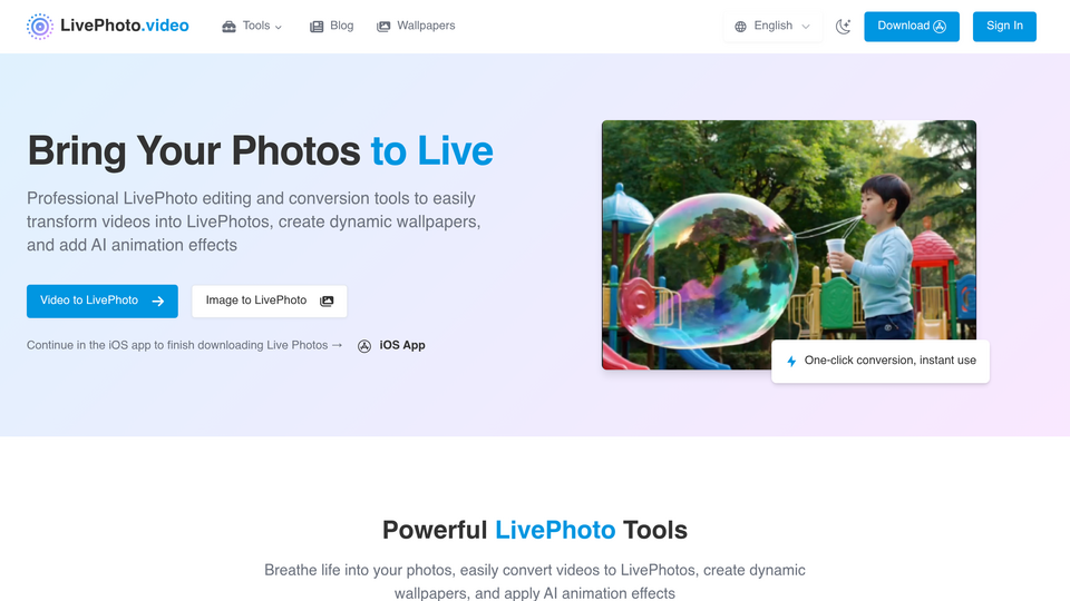 Screenshot of LivePhoto.video