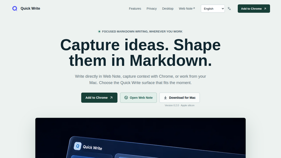 Screenshot of Quick Write