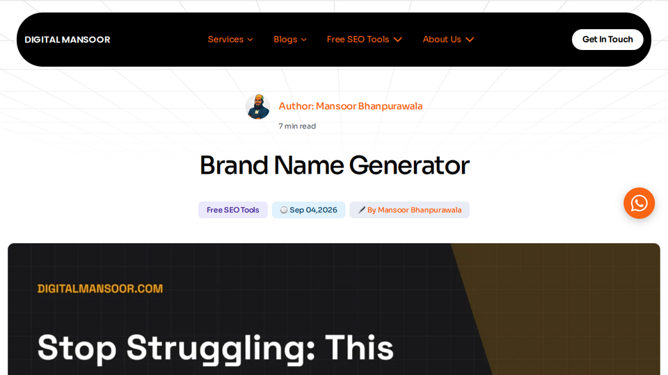 Screenshot of Brand Name Generator