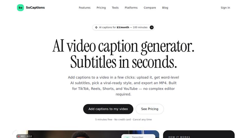 Screenshot of SoCaptions