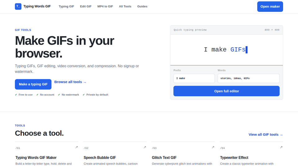 Screenshot of Typing Words GIF