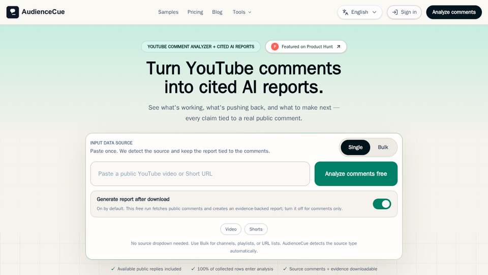 Screenshot of AudienceCue