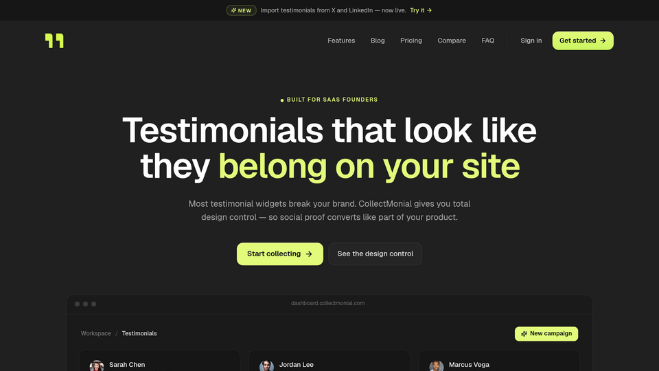 Screenshot of CollectMonial