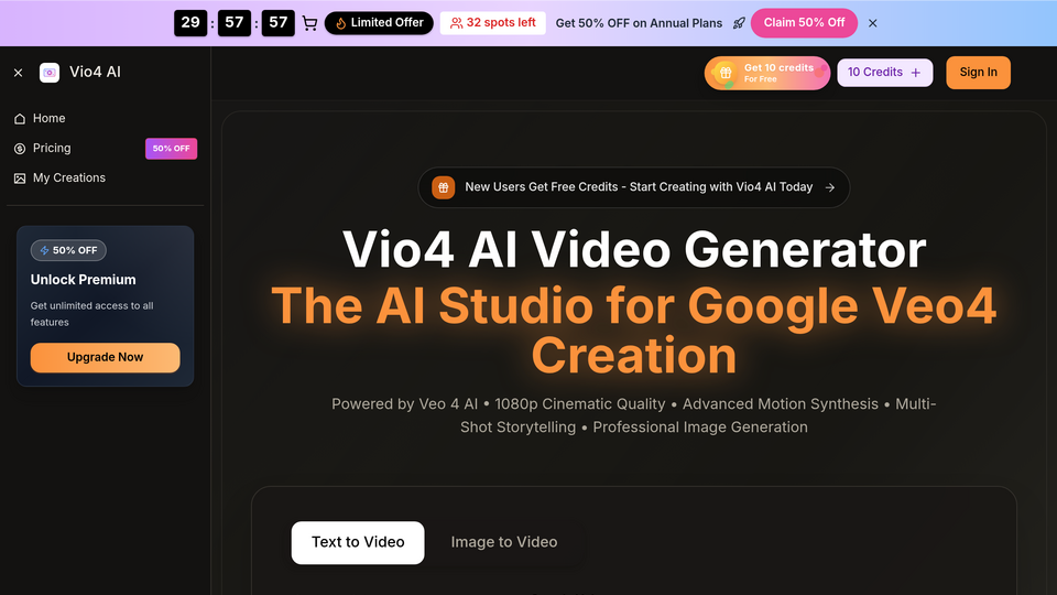 Screenshot of vio4 ai