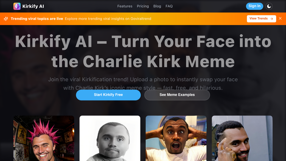 Screenshot of Kirkify Al