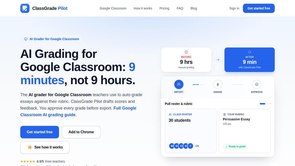 Screenshot of ClassGrade Pilot