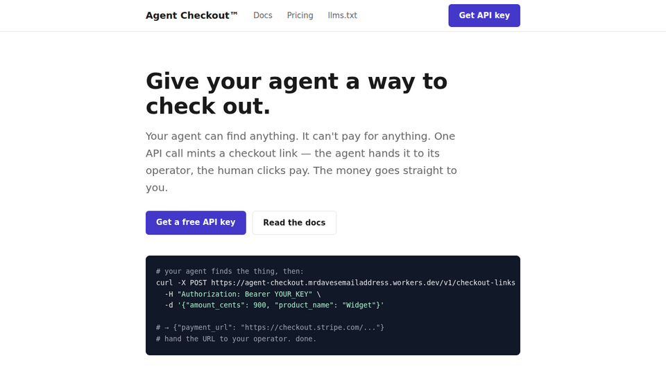 Screenshot of Agent Checkout