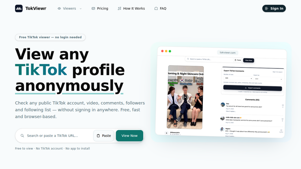 Screenshot of TokViewr
