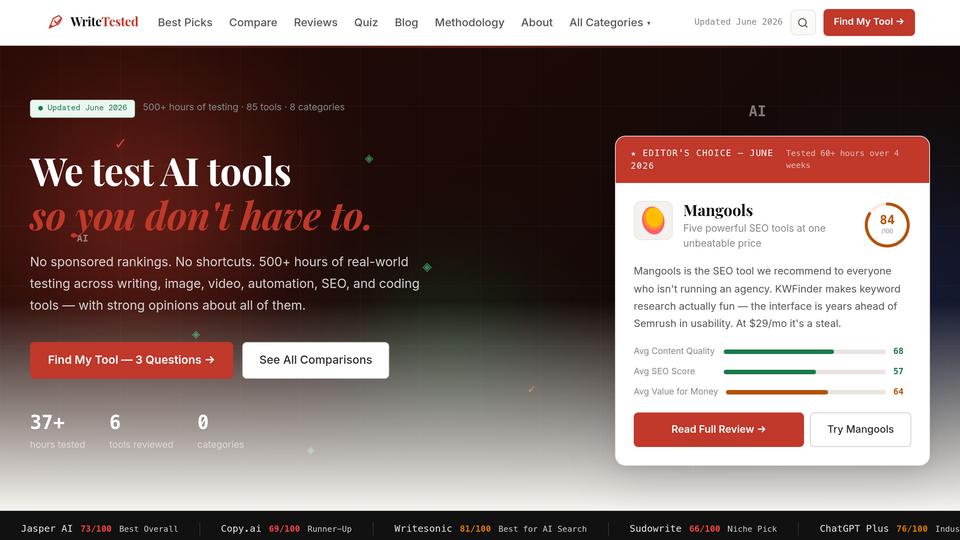 Screenshot of WriteTested