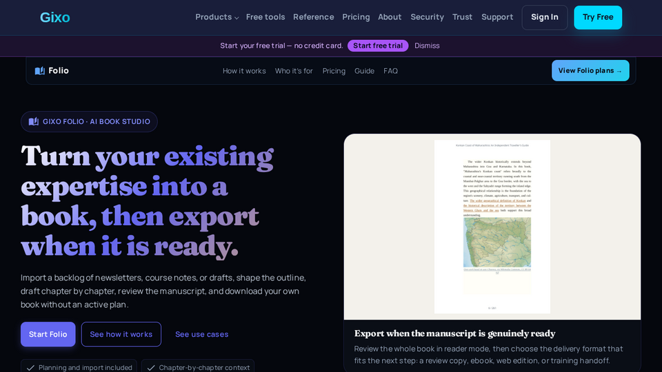 Screenshot of Gixo Folio