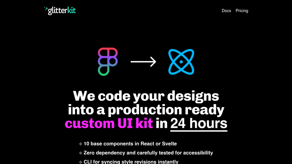 Screenshot of glitterkit UI