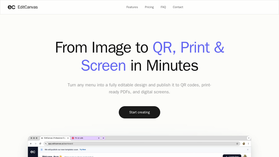 Screenshot of EditCanvas Designer