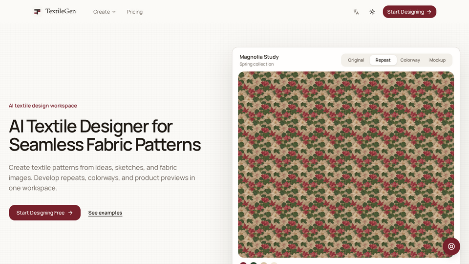 Screenshot of TextileGen