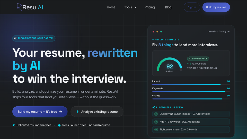 Screenshot of ResuAI