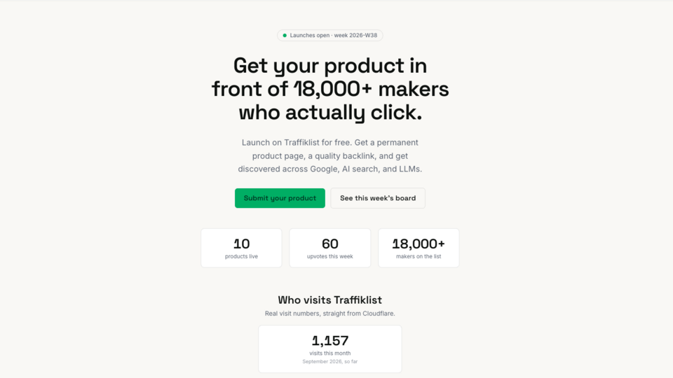 Screenshot of Traffiklist