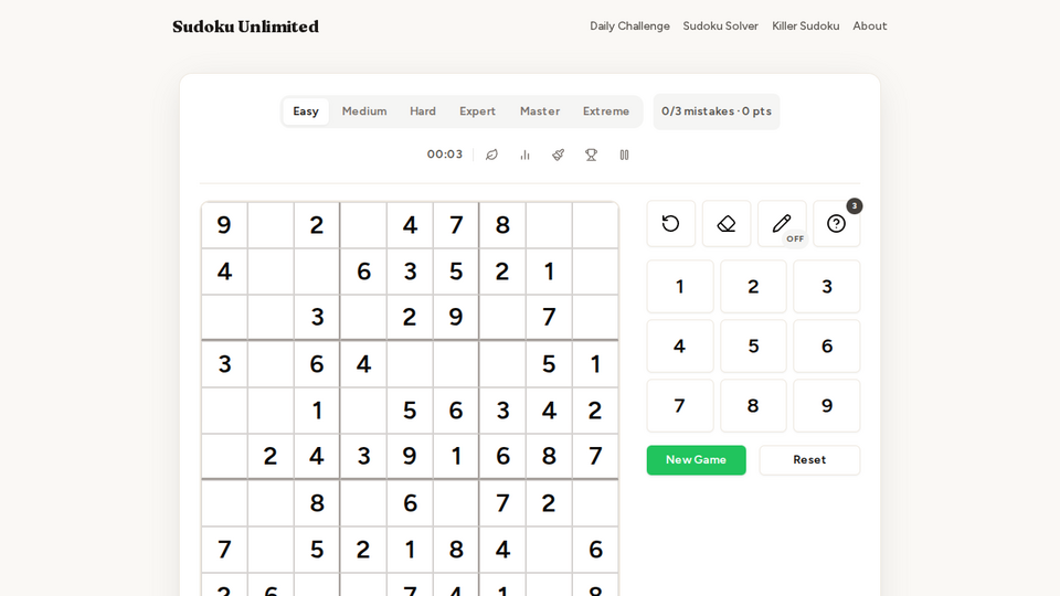 Screenshot of Sudoku Unlimited