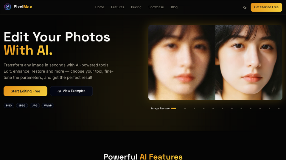 Screenshot of AI image editor