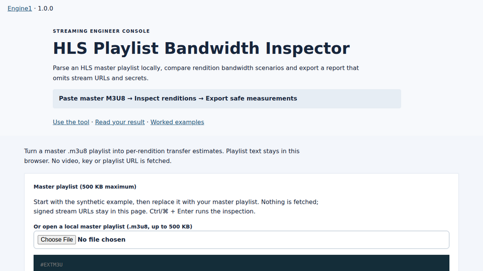 Screenshot of HLS Bandwidth Inspector