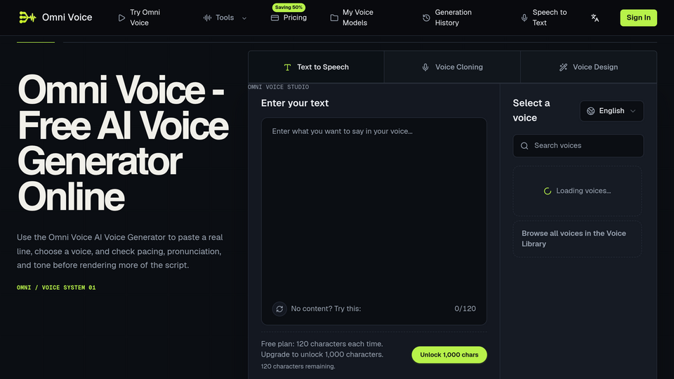Screenshot of Omni Voice