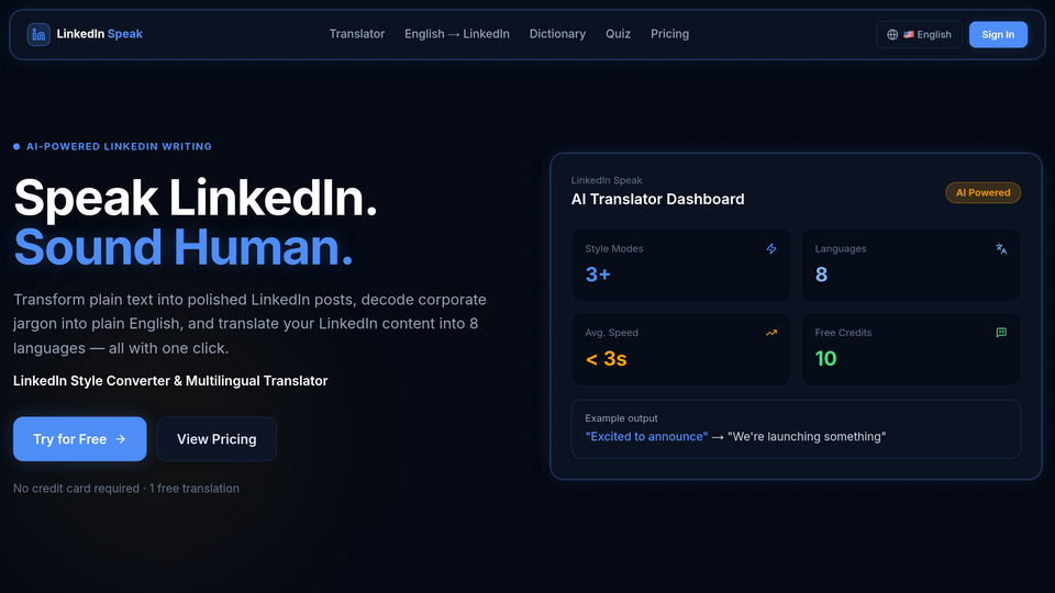 Screenshot of LinkedIn Speak