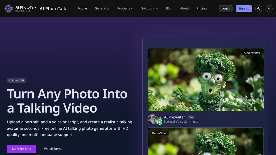 Screenshot of AI Photo Talk